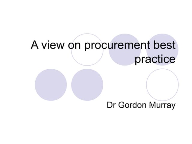 A view of procurement best practice
