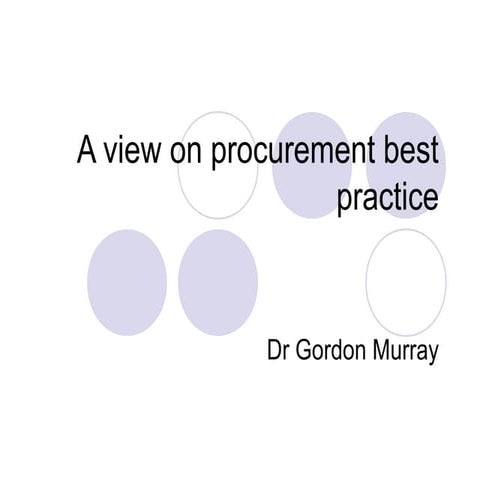 A view of procurement best practice