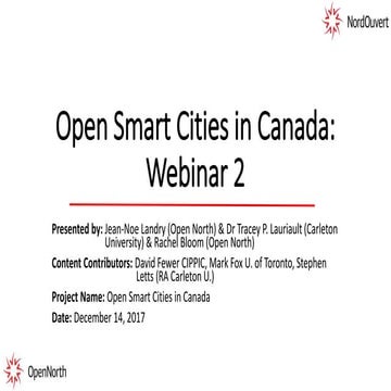 Open Smart Cities in Canada: Webinar 2