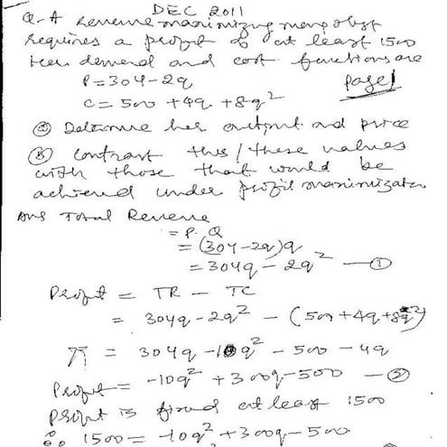 MA ECONOMICS DECEMBER 2011 MEC 3 // BA HONS DELHI UNIVERSITY
