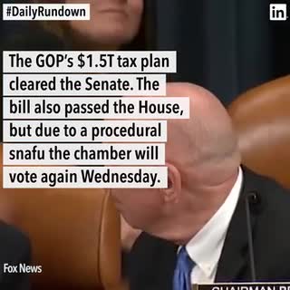 Tax bill clears the Senate, the EU says Uber is a taxi service, and more news