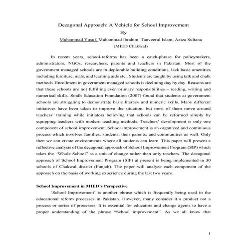 Decagonal approach, a vehicle for school improvement