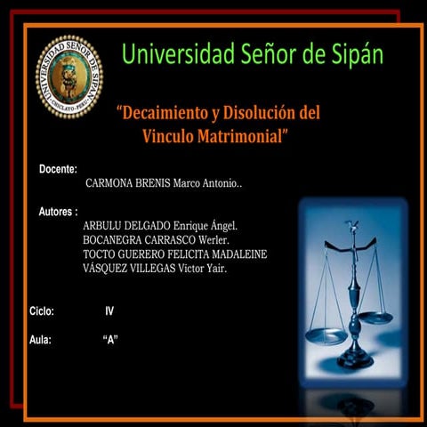 Decaimiento y disolución del vínculo matrimonial