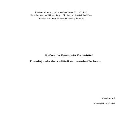 Decalaje ale dezvoltarii economice in lume