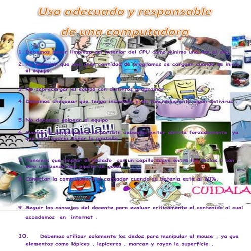 Uso responsable y adecuado de las partes de una computadora personal | PDF