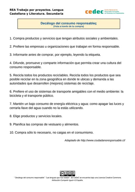 Decálogo del consumo responsable