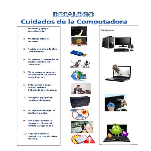 Decalogo cuidados equipo de computación