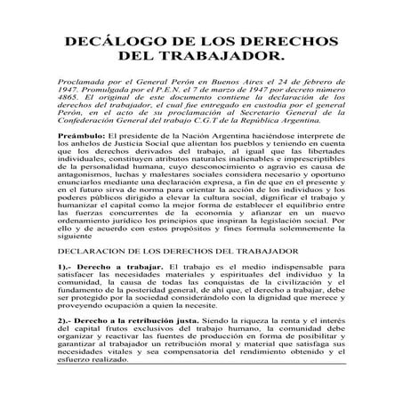 Decalogo del trabajador. Leyes del Trabajopdf