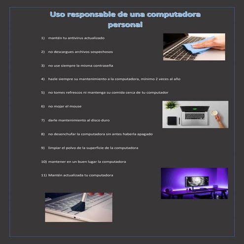 Uso responsable y adecuado de las partes de una computadora. | PDF