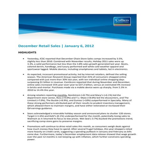 December 2011 Retail Sales | PDF