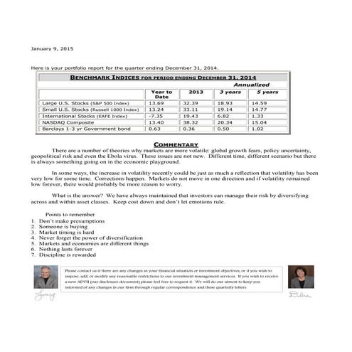 December 2014 newsletter