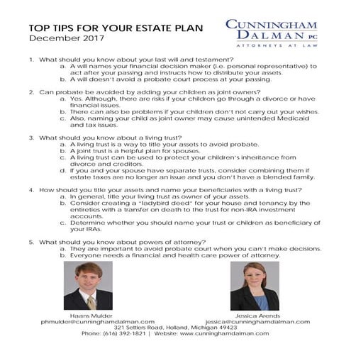 Top Tips for Estate Planning