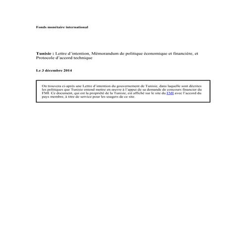  Mémorandum de politique économique et financière, et  Protocole d’accord tec...