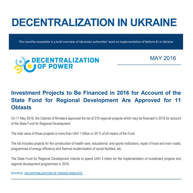 Decentralization newsletter - May 2016