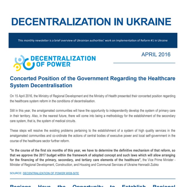 Decentralization newsletter - April 2016