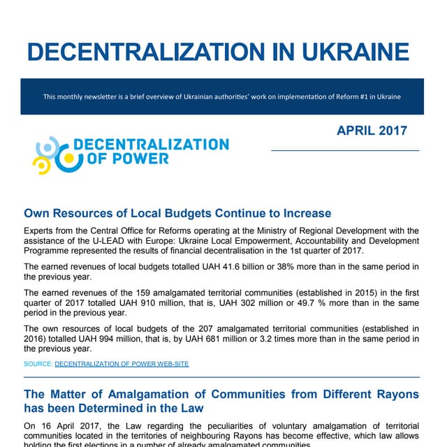 Decentralization newsletter April 2017 