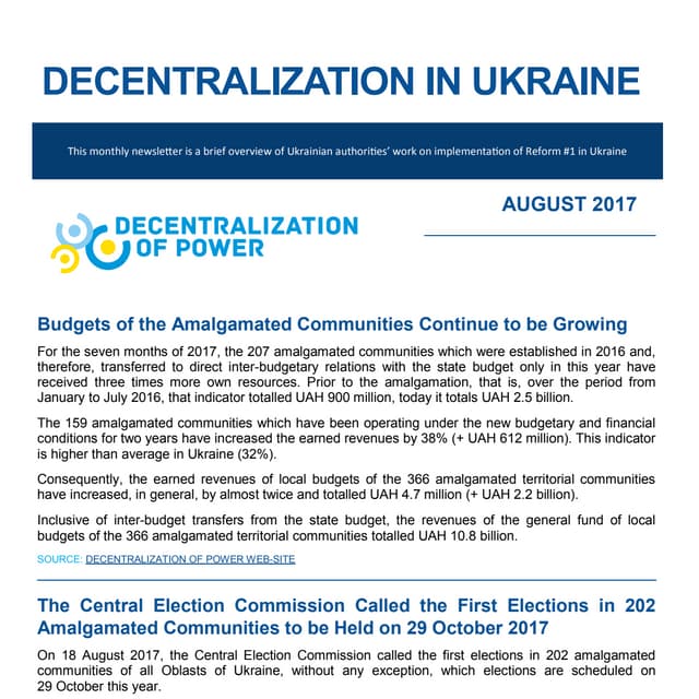 Decentralization newsletter - August 2017