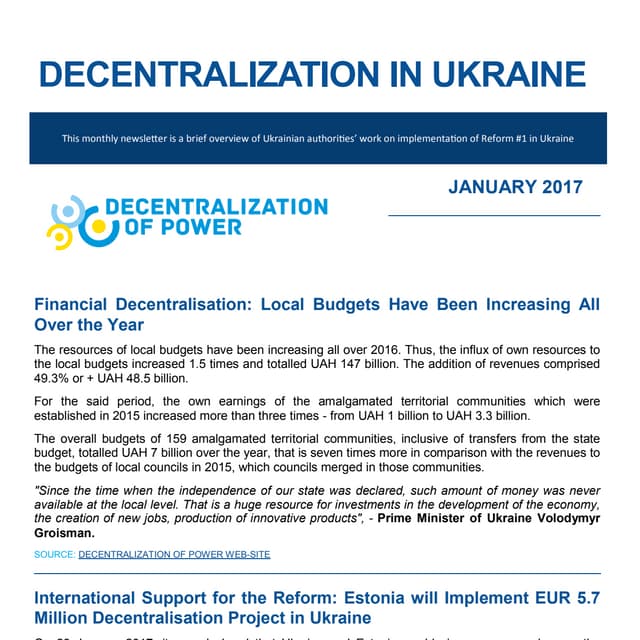Decentralization newsletter - January 2017
