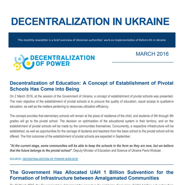 Decentralization newsletter March 2016