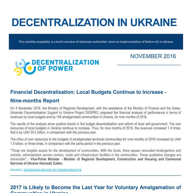 Decentralization newsletter - November 2016
