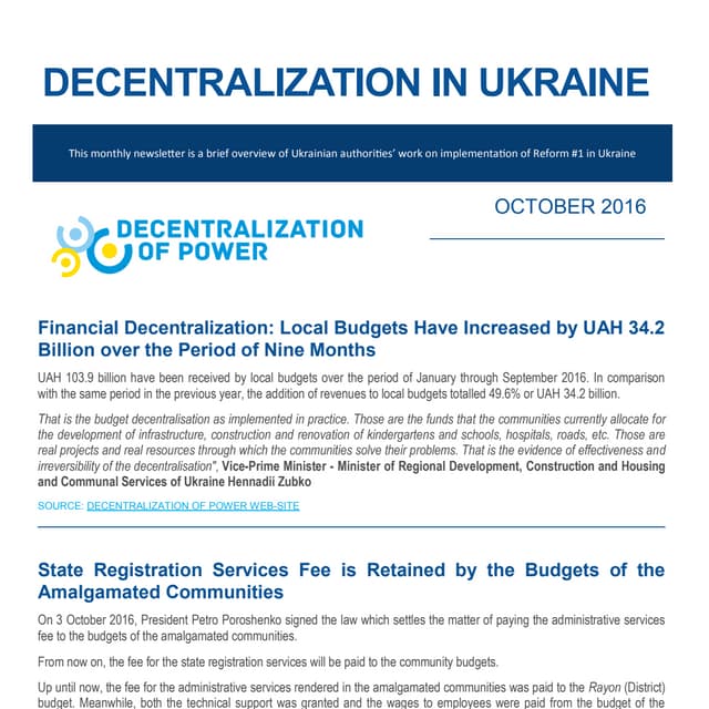 Decentralization newsletter - October 2016