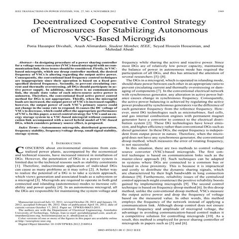 Decentralized cooperative control strategy of microsources for stabilizing au...