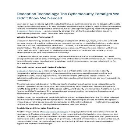 Deception Technology: The Cybersecurity Paradigm We Didn’t Know We Needed