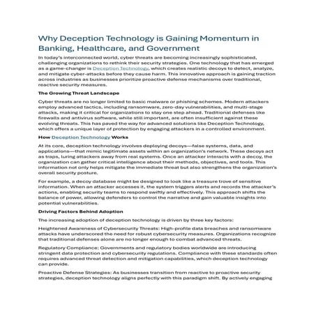 Why Deception Technology is Gaining Momentum in Banking, Healthcare, and Gove...