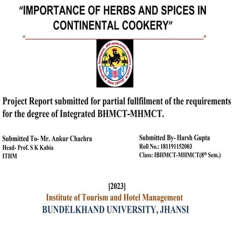 Herbs and spices in Continental Cuisines | PDF