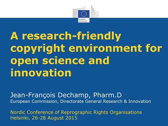 A research-friendly copyright environment in the digital age: a European pers...