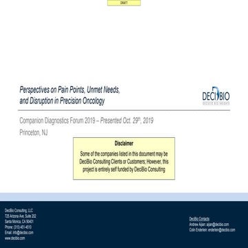 DeciBio Perspectives on Pain Points, Unmet Needs, and Disruption in Precision...