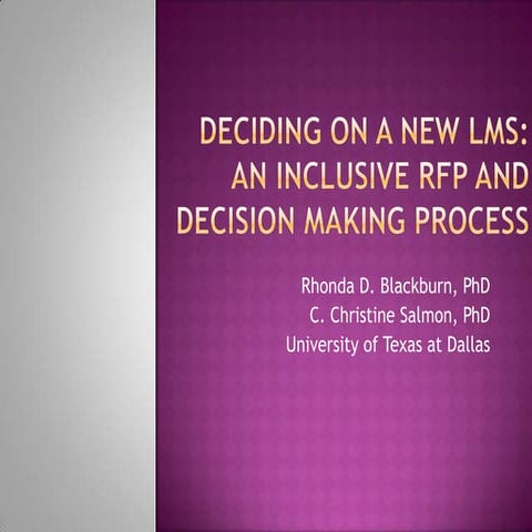 Deciding on a New LMS-An Inclusive RFP and Decision-Making Process