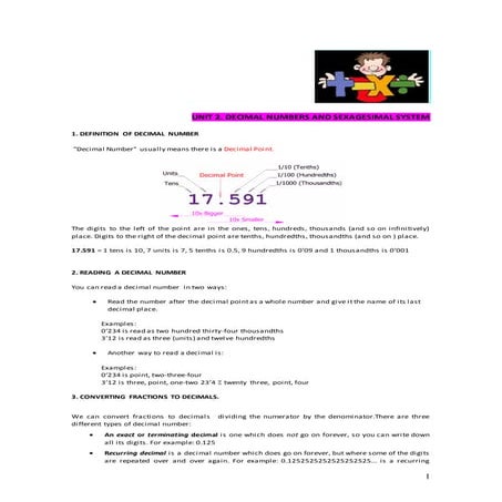 Decimal numbers 1º eso