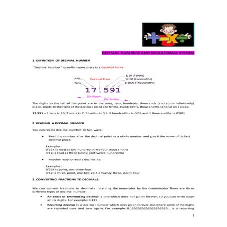 Decimal numbers 1º eso