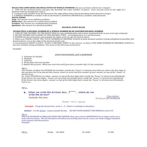 Decimal point rules pdf