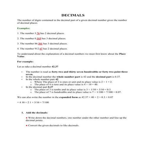Decimals part 01