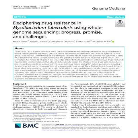 Deciphering drug resistance in mtb using wgs