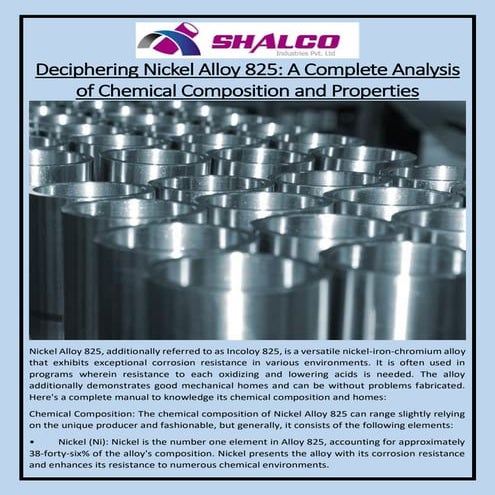 Deciphering Nickel Alloy 825 A Complete Analysis of Chemical Composition and ...