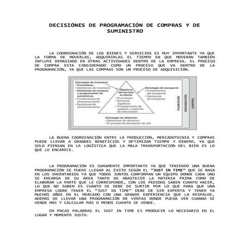 Decisiones de programación de compras y de suministro