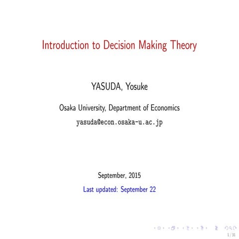Introduction to Decision Making Theory
