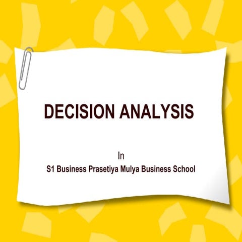 Decision Analysis Introduction