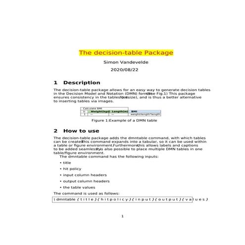 Decision table latex