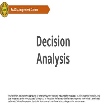 Comprehensive Decision Analysis Techniques for Managerial Uncertainty ...