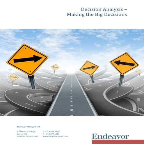 Decision Analysis - Making the Big Decision