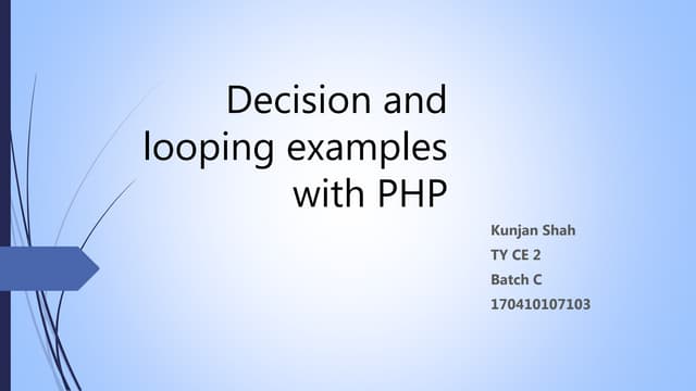 Decision and looping examples with php (WT)