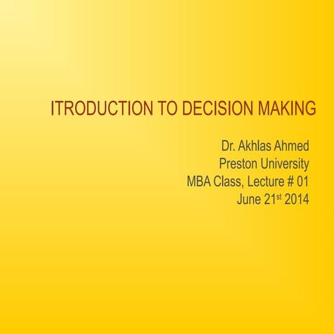 Introduction to Decision Making