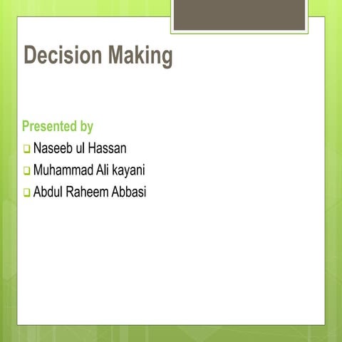 Decision Making in An Organization 
