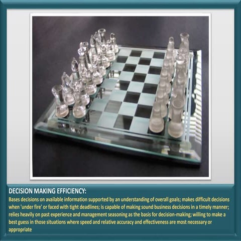 Competency Snapshot: Decision making efficiency