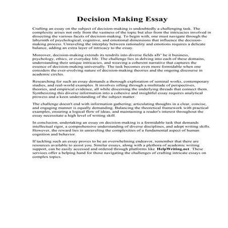 Decision Making Essay. Read Effective Communication and Decision Making ...