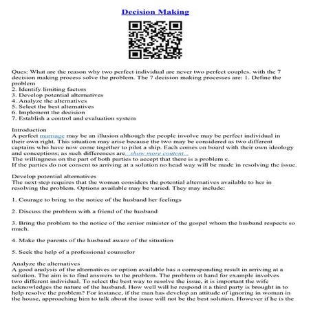 Decision Making Essays